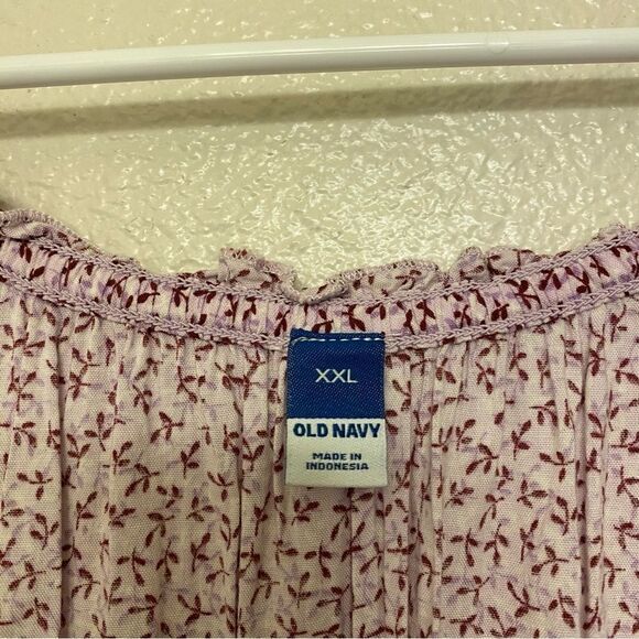 Old Navy Smocke fairy boho lavender Floral Maxi Dress baby doll flounce plus XXL - Picture 8 of 13